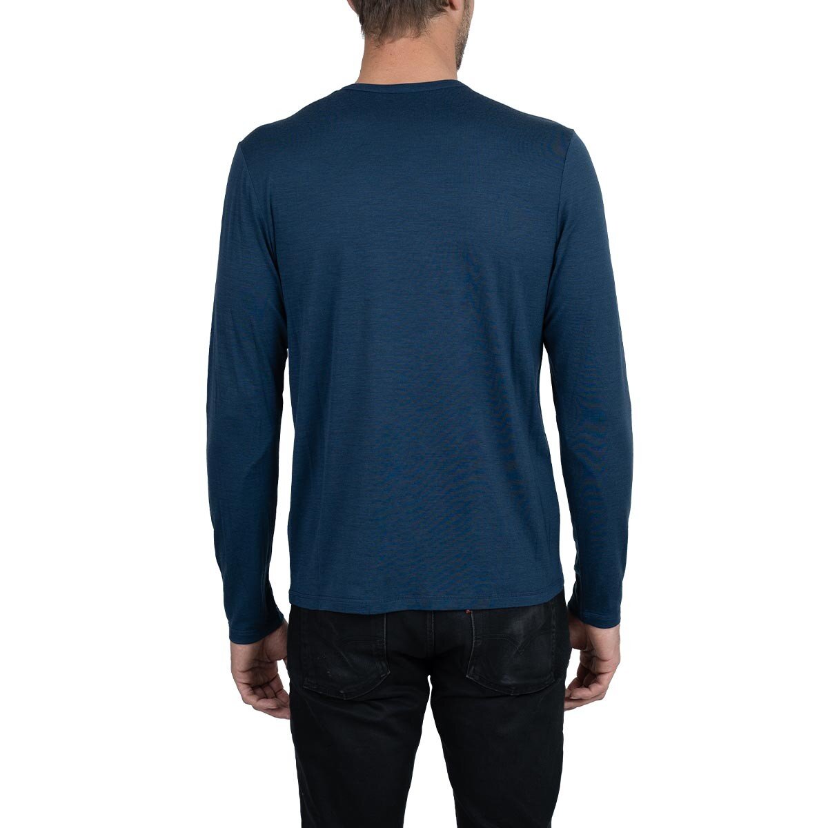 KARBON 男美麗諾羊毛長袖上衣 黑