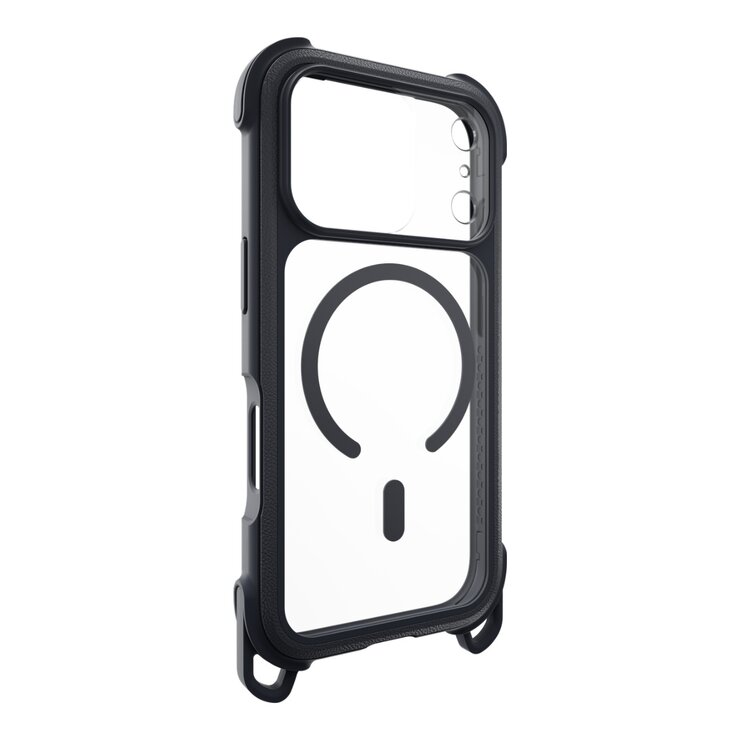 MAGEASY Odyssey Strap M 超軍規防摔掛繩手機殼 iPhone 17 Pro(皮革午夜/沉穩黑) + 鏡頭保護貼Lenz(炫彩) + Vetro 9H 鋼化玻璃保護膜