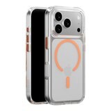 MAGEASY Bright M 不發黃軍規磁吸透明殼 iPhone 17 Pro(珊瑚磁圈) + 鏡頭保護貼Lenz(炫彩) + Vetro 9H 鋼化玻璃保護膜