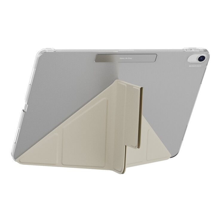 MAGEASY Facet 全方位支架透明背蓋保護套 適用於 2024 iPad Air 13吋 2025 M3 / 2024 M2 星光白