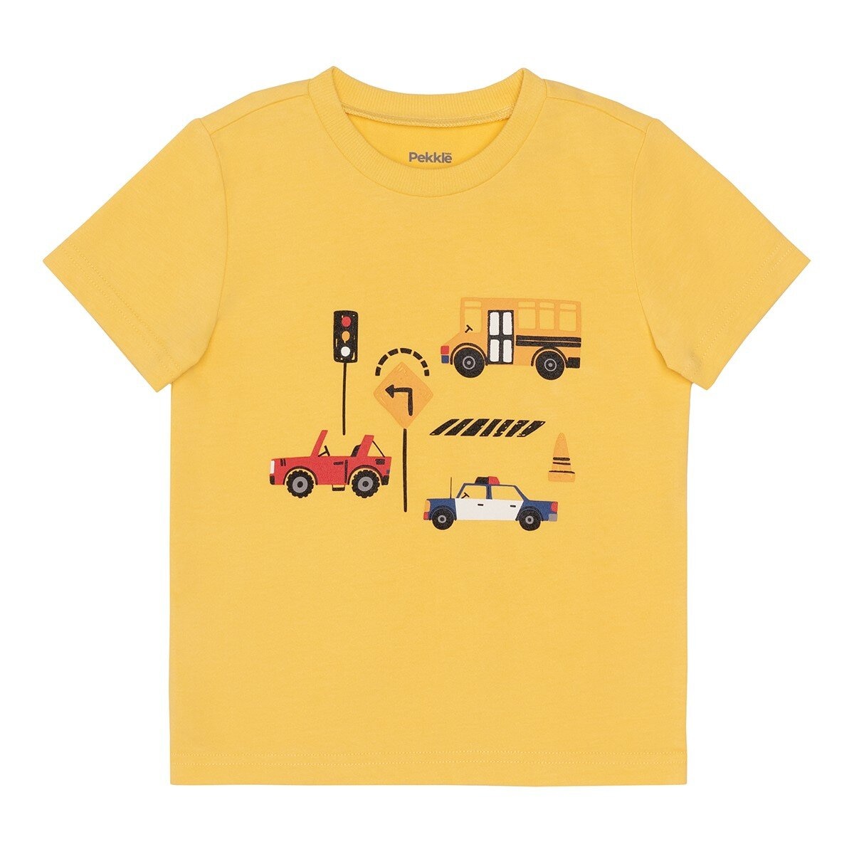 Pekkle 兒童圓領短袖上衣四件組 車車 4T