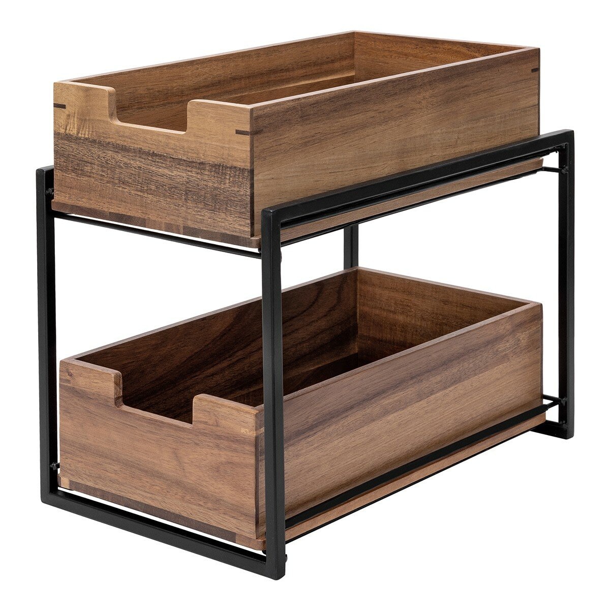 Seville Classics 雙層木製抽屜式置物籃架