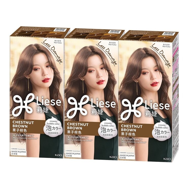 莉婕泡沫染髮劑 栗子棕色 3 入