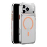 MAGEASY Bright M 不發黃軍規磁吸透明殼 iPhone 17 Pro(珊瑚磁圈) + 鏡頭保護貼Lenz(迷霧) + Vetro 9H 鋼化玻璃保護膜