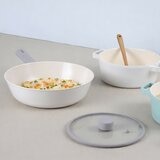 Neoflam 陶瓷不沾塗層鍋具 含玻璃上蓋 3件組 白