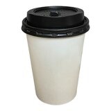 空白冷熱共用紙杯 236毫升 X 1000入 + 熱杯蓋 (黑) 236毫升 X 1000入