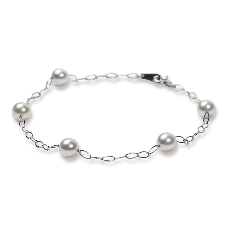Tokyo Pearl 18K白K金 5.5公釐 - 6.0公釐 Akoya 珍珠手環