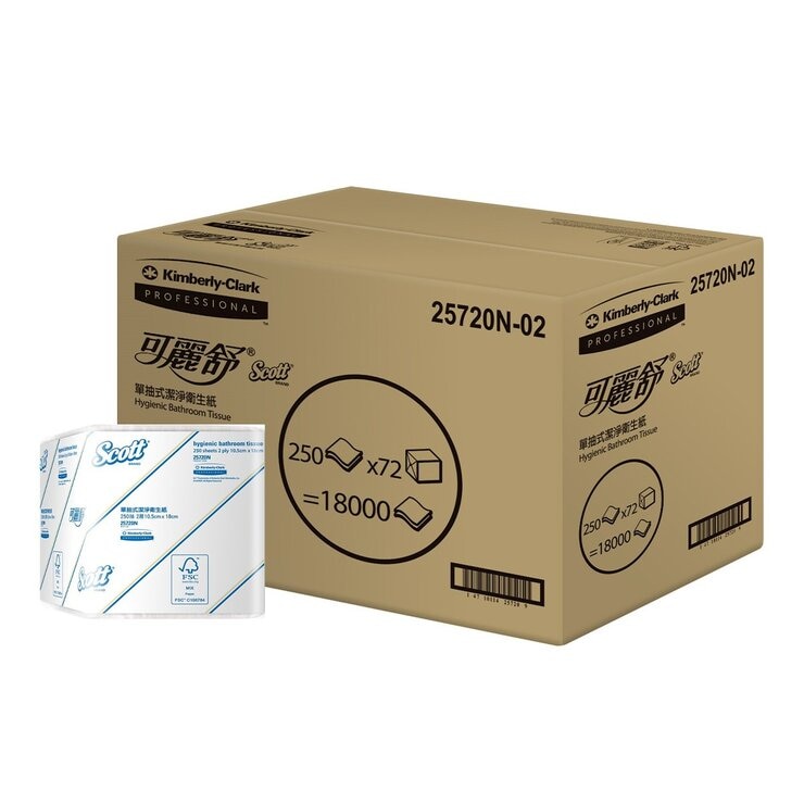 可麗舒 單抽式潔淨衛生紙 250抽 X 72包