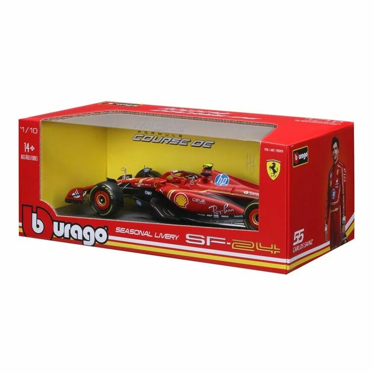Bburago 1:18 賽車模型 Ferrari SF-24 (#55 Carlos Sainz) 標準塗裝 消光紅 / 14歲以上