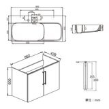 Kohler Flexispace 90公分 浴室收納櫃組 灰白色