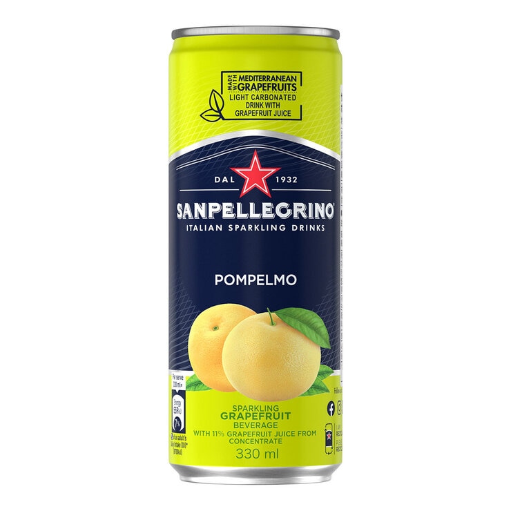 San Pellegrino 聖沛黎洛 氣泡水果飲料 葡萄柚口味 330毫升 X 24罐