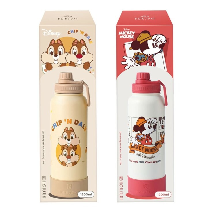 HOUSUXI 舒希 迪士尼 不鏽鋼保冷保溫瓶 1.2公升 X 2件組 奇奇蒂蒂 & 米奇