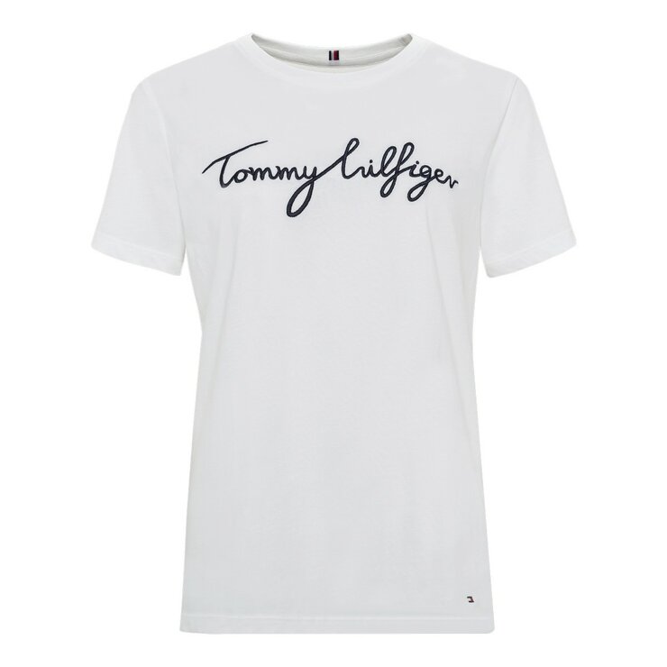 Tommy Hilfiger 女刺繡Logo短袖上衣 白 Tommy Hilfiger 女刺繡Logo短袖上衣 白