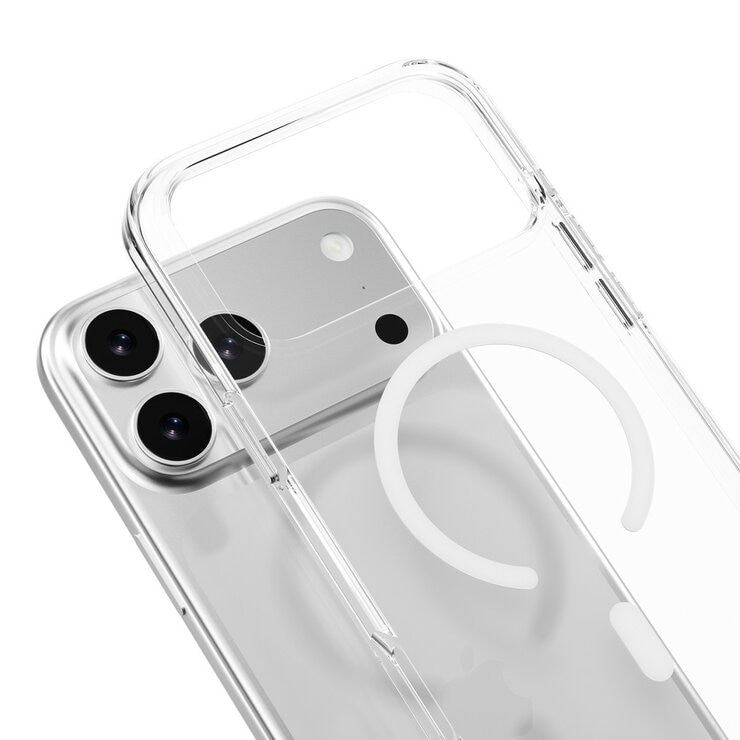 MAGEASY Bright M 不發黃軍規磁吸透明殼 iPhone 17 Pro Max(白磁圈) + 鏡頭保護貼Lenz(午夜) + Vetro 9H 鋼化玻璃保護膜
