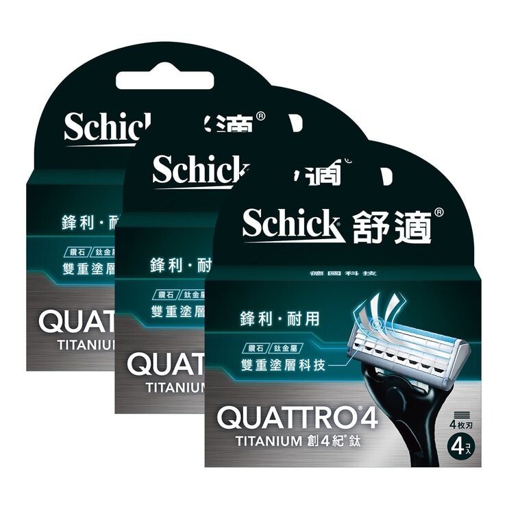 舒適牌 Quattro創4紀鈦刮鬍刀片 12入