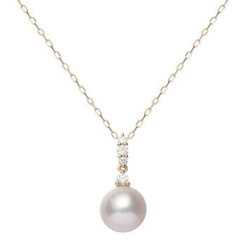 Tokyo Pearl 0.07克拉鑽石7.5公釐 - 8.0公釐18K黃K金 Akoya珍珠項鍊