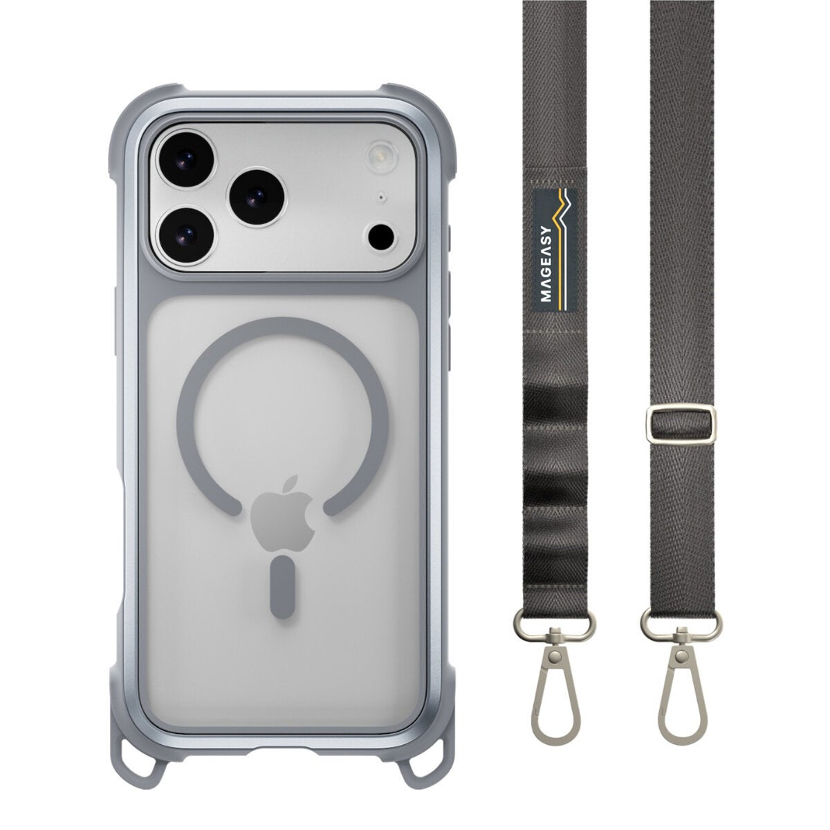 MAGEASY Odyssey Strap M 超軍規防摔掛繩手機殼 iPhone 17 Pro Max(迷霧/高冷灰) + 鏡頭保護貼Lenz 鈦合金(午夜鈦) + Vetro 9H 鋼化玻璃保護膜 MAGEASY Odyssey Strap M 超軍規防摔掛繩手機殼 iPhone 17 Pro Max(迷霧/高冷灰) + 鏡頭保護貼Lenz 鈦合金(午夜鈦) + Vetro 9H 鋼化玻璃保護膜