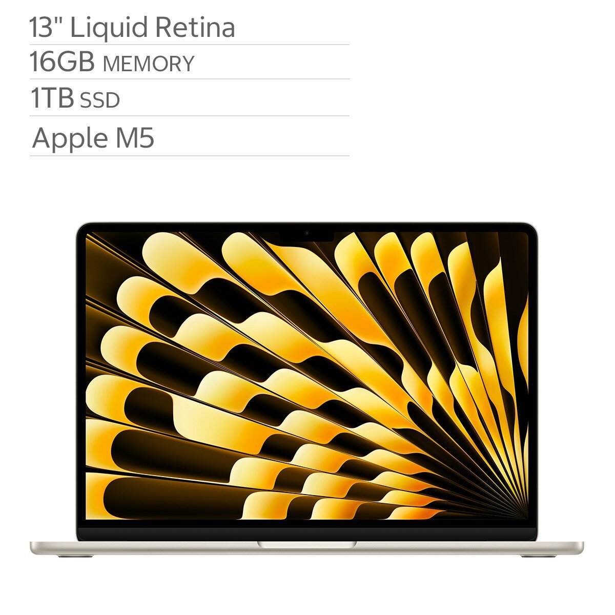 Apple MacBook Air 13吋 搭配 M5晶片 10核心CPU 8核心GPU 16GB 1TB SSD 星光色