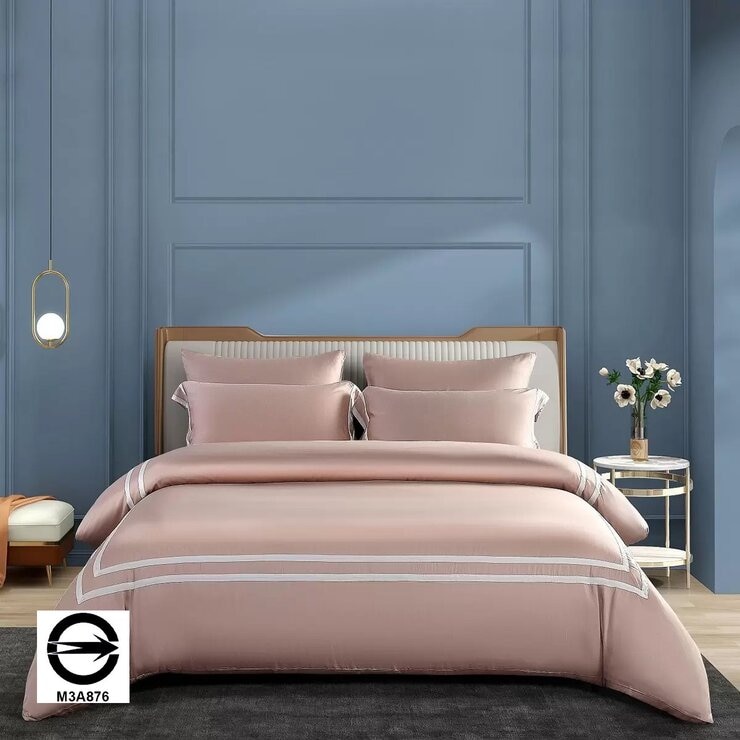 Don Home 萊賽爾素色雙人加大被套床包六件組 182公分 X 190公分 藕粉