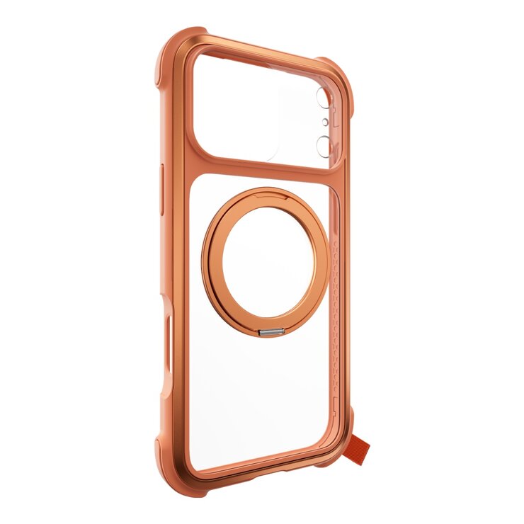 MAGEASY Odyssey Stand M 超軍規防摔磁吸支架手機殼 iPhone 17 Pro Max(珊瑚) + 鏡頭保護貼Lenz(白色) + Vetro 9H 鋼化玻璃保護膜