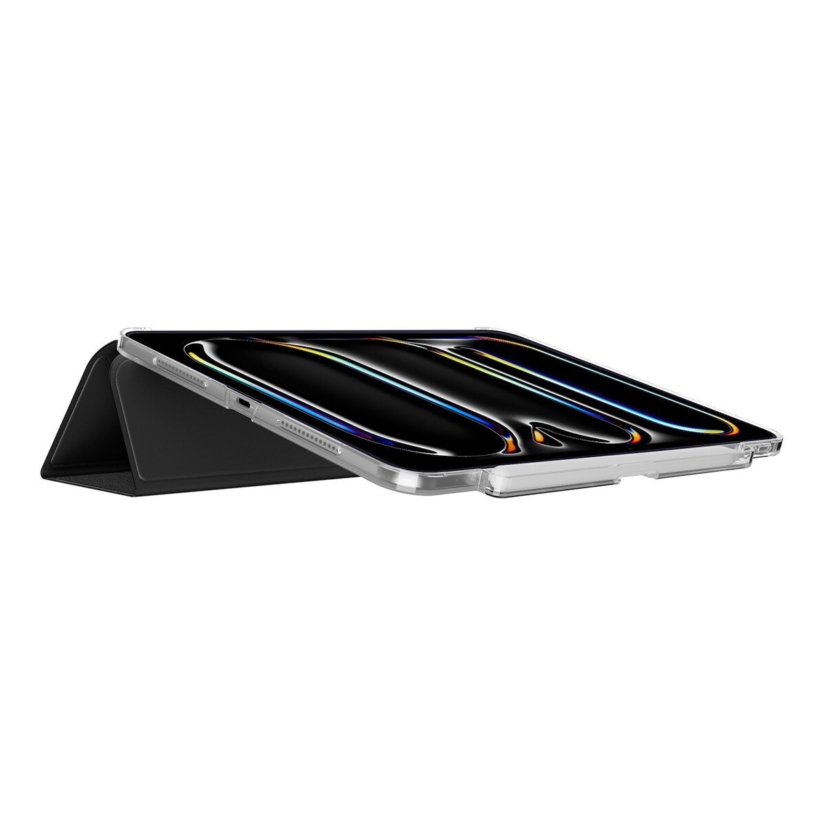 MAGEASY Facet 全方位支架透明背蓋保護套 (筆槽款) 適用於 2024 iPad Pro 13吋 黑