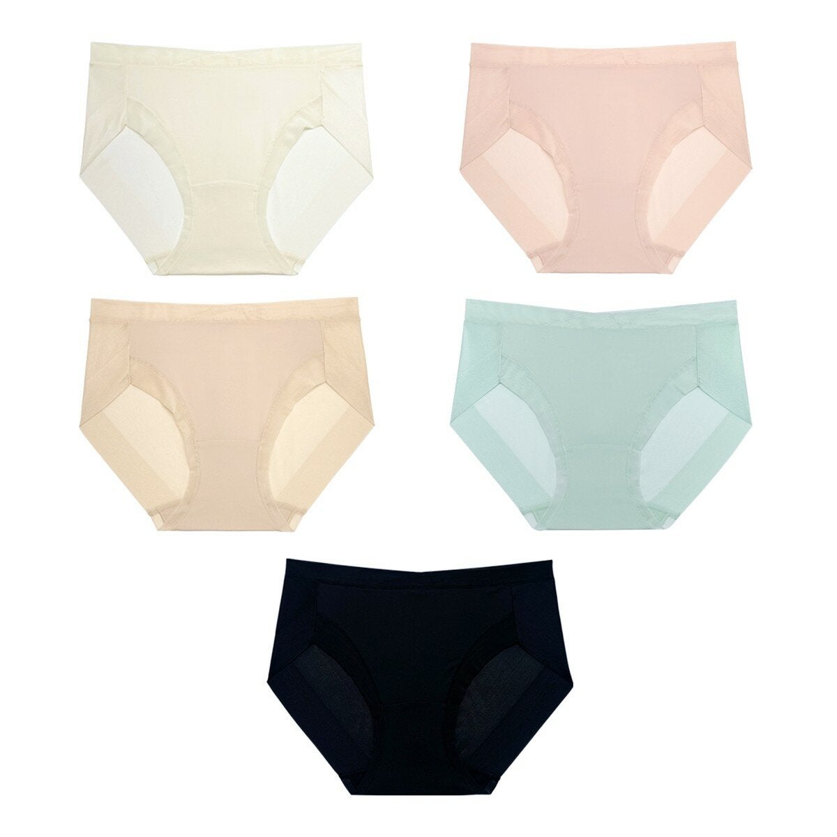Body Blue 女無痕內褲 5入組 L 米+粉+膚+綠+黑