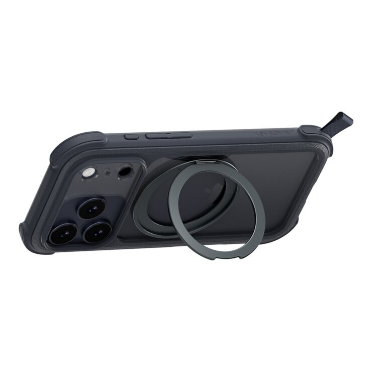 MAGEASY Odyssey Stand M 超軍規防摔磁吸支架手機殼 iPhone 17 Pro(皮革午夜) + 鏡頭保護貼Lenz(午夜) + Vetro 9H 鋼化玻璃保護膜
