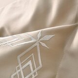 La Belle 雙人特大300織長絨棉刺繡被套床包4件組 180公分 X 210公分 閃耀稜光 奶茶杏