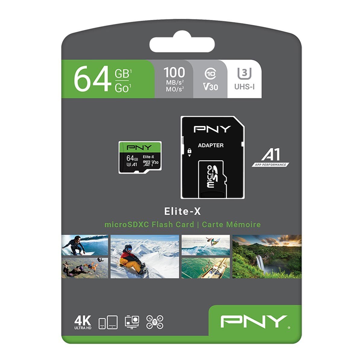 PNY Elite-X MicroSD 記憶卡含SD轉接卡 64GB 2入