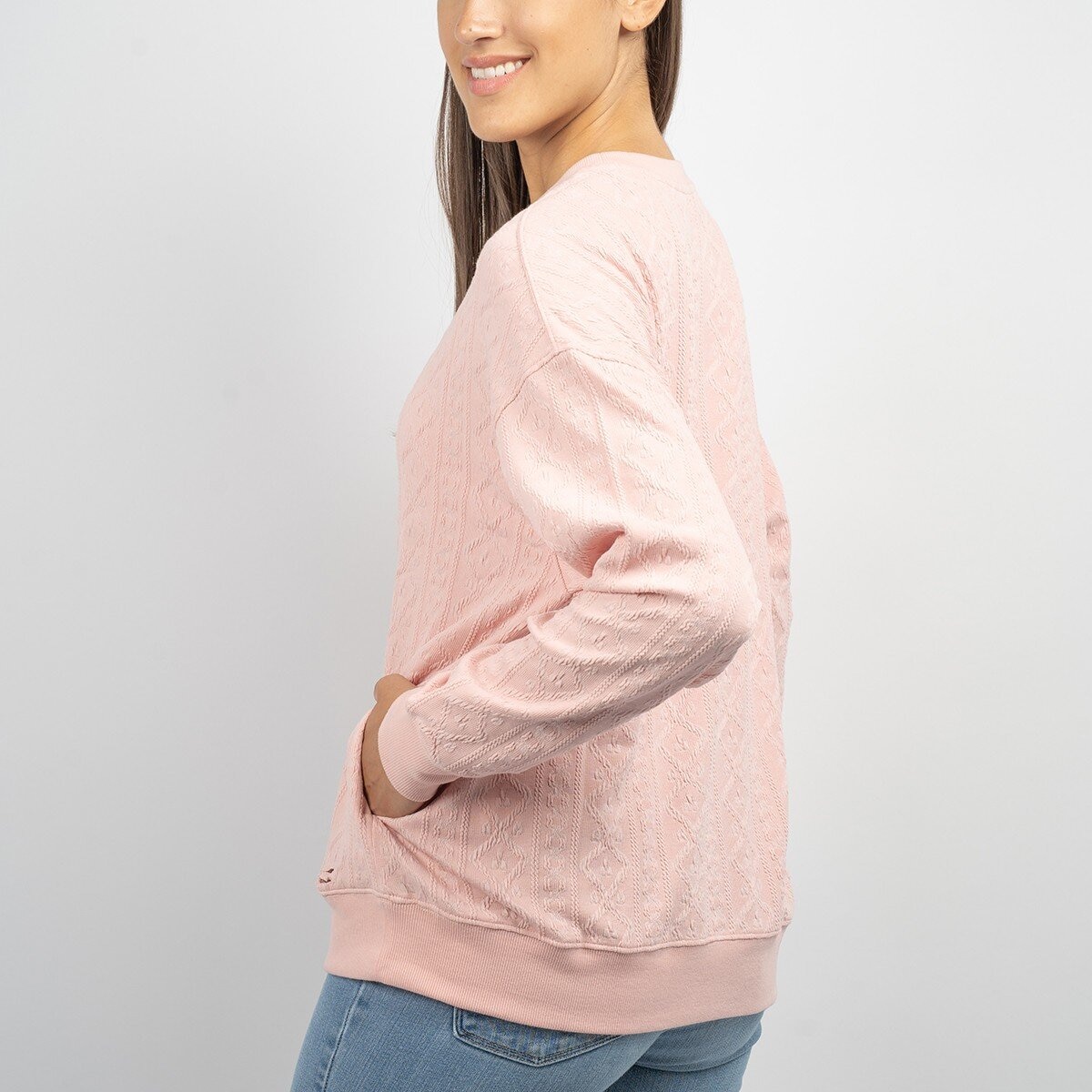 Jachs G. 女圓領長袖上衣 粉 M