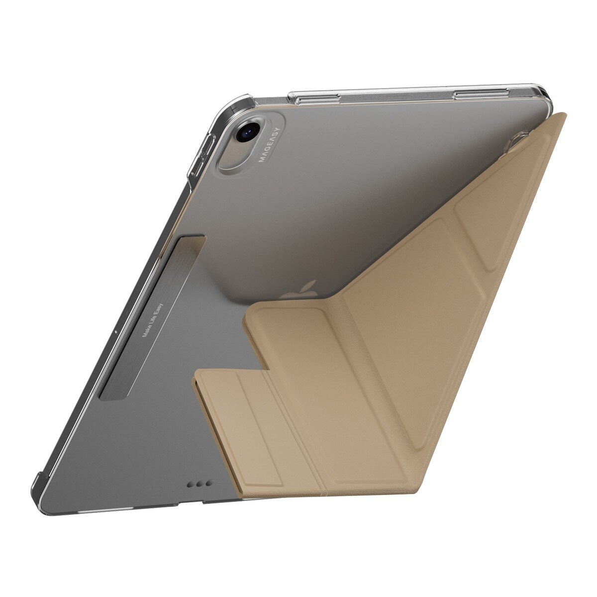 MAGEASY Facet 全方位支架透明背蓋保護套 適用於 2024 iPad Air 11吋 2025 M3 / 2024 M2 奶茶色