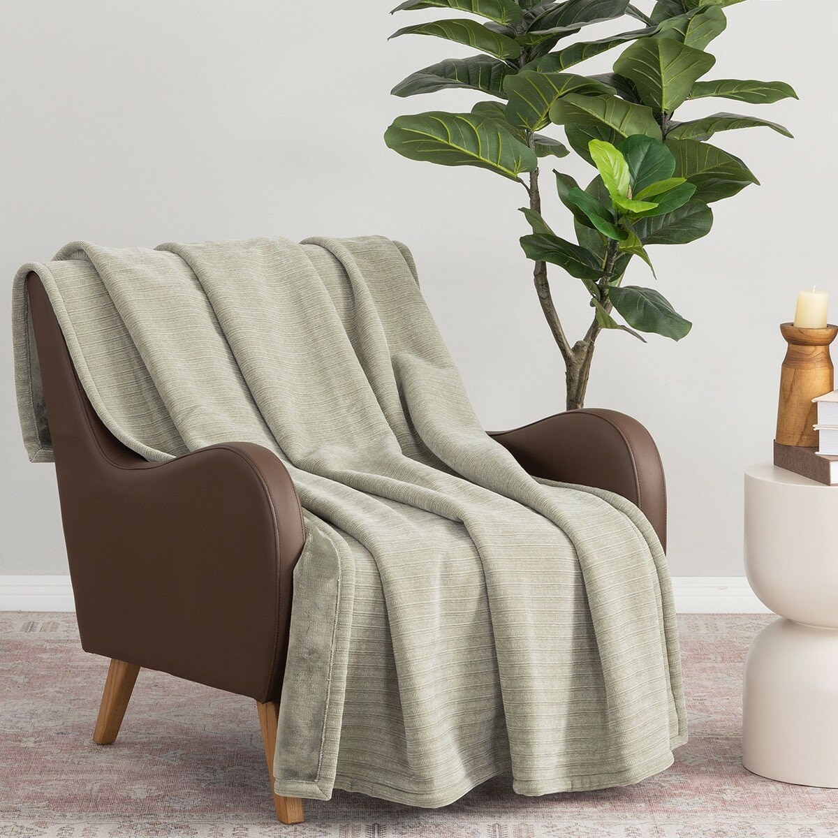 Berkshire 織紋柔軟舒適毯 152公分 X 177公分 綠