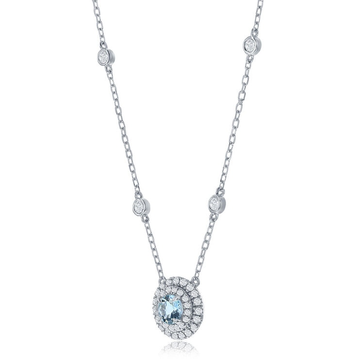 0.47克拉 18K白K金 海藍寶石鑽石項鍊 VS2/I