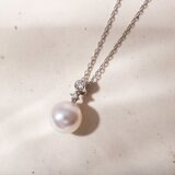 Tokyo Pearl 18K白K金 6.0公釐 - 6.5公釐 Akoya 珍珠鑽石項鍊