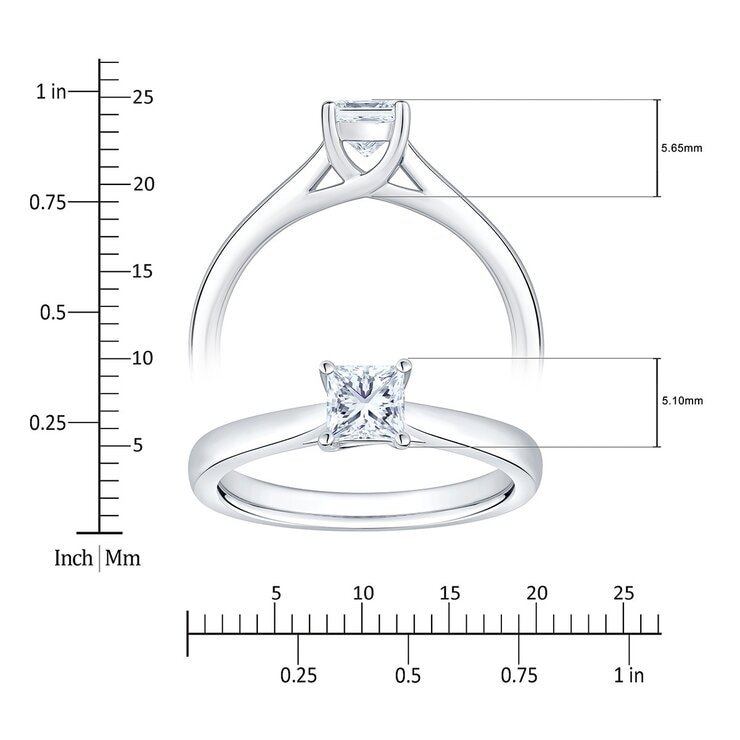 0.50 克拉 18K白K金 方形鑽石戒指 VS2/I