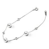 Tokyo Pearl 18K白K金 6.0公釐 - 6.5公釐 Akoya 珍珠鑽石手環