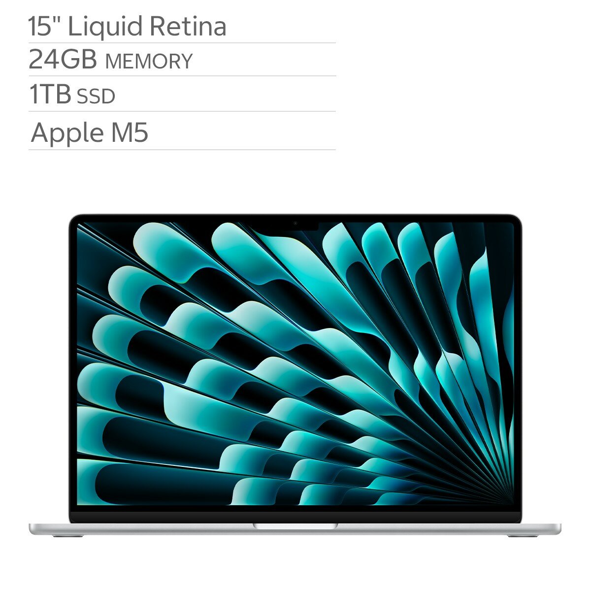 Apple MacBook Air 15吋 搭配 M5晶片 10核心CPU 10核心GPU 24GB 1TB SSD 銀色
