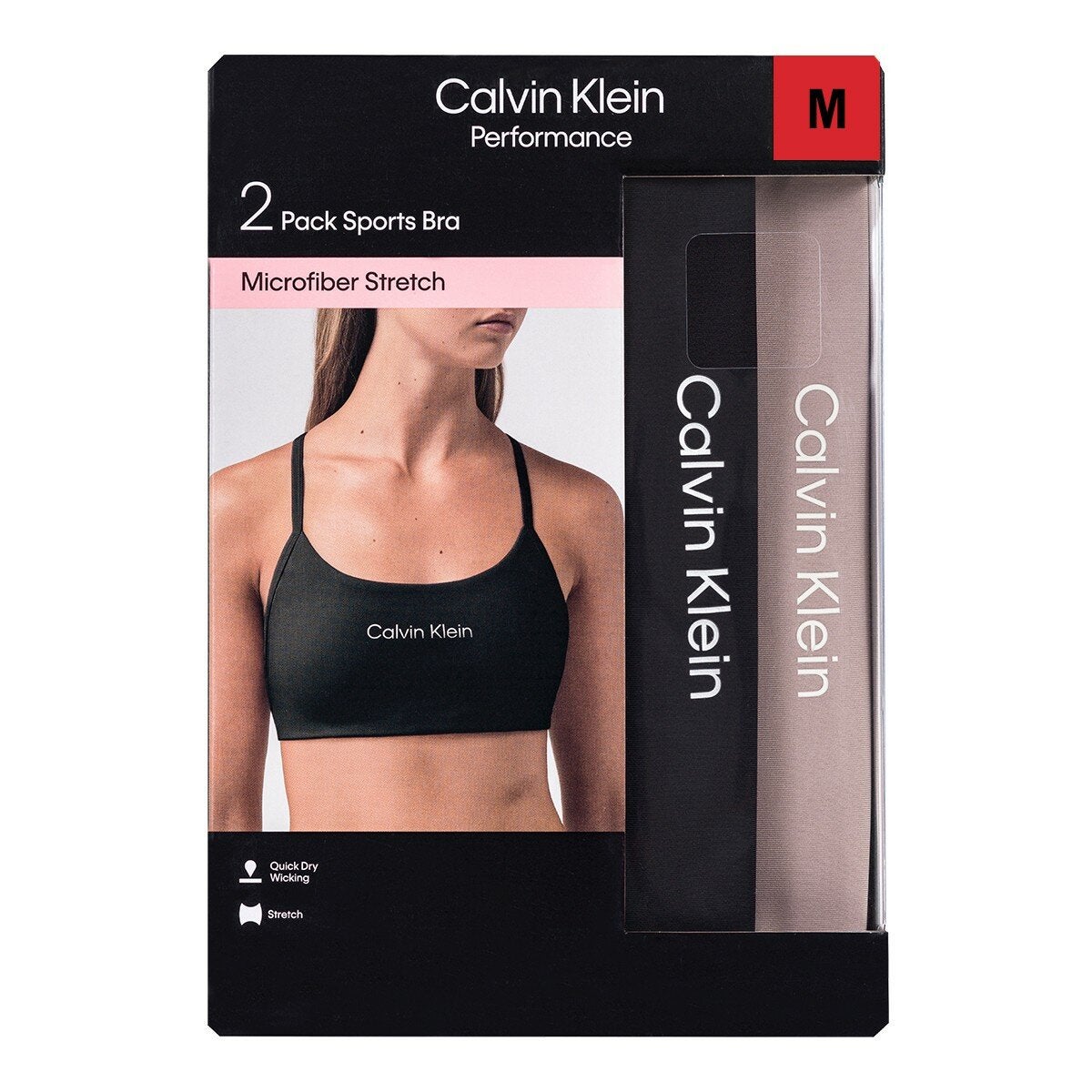 Calvin Klein 女運動內衣 2入組 黑米 M