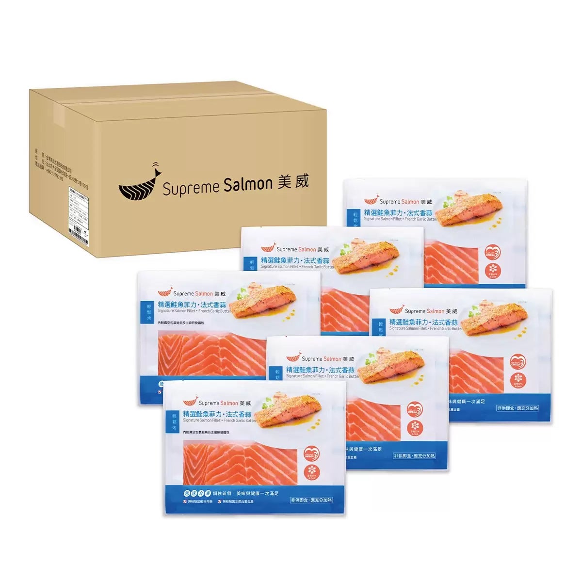 美威 冷凍精選鮭魚菲力-法式香蒜口味 6入組 商品圖 1