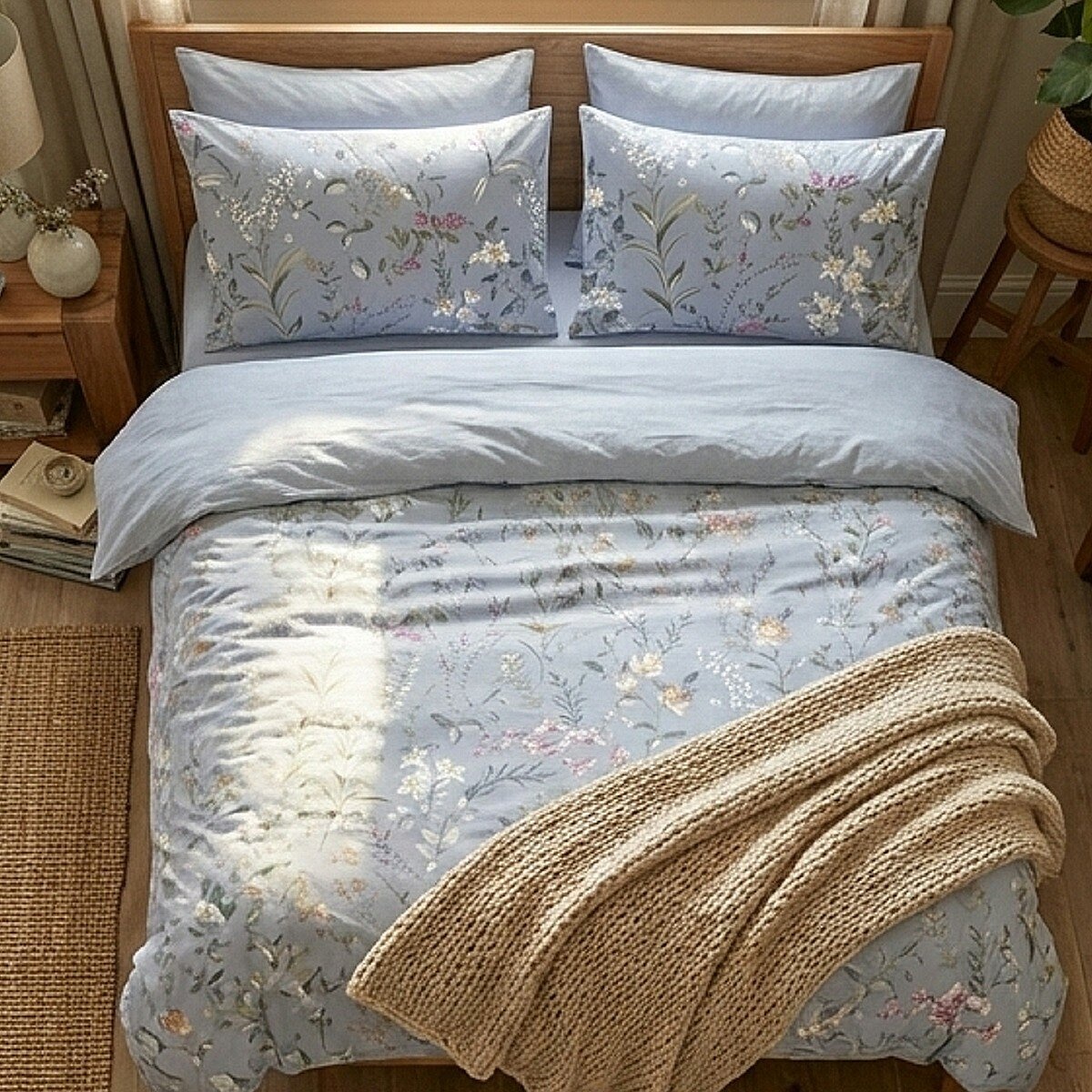 Caliphil 雲朵雙人床包兩用被四件組 152公分 X 190公分 晴空花海