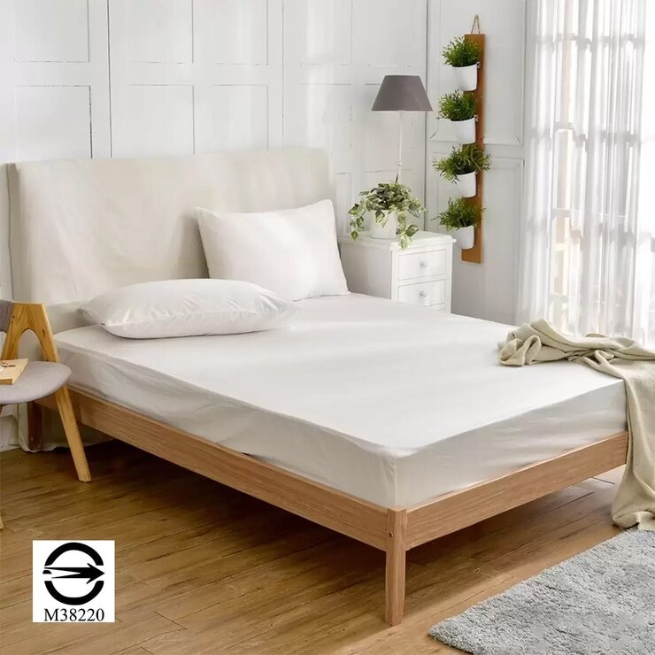 La Belle 雙人特大 200織純棉素色床包枕套 3件組 180公分 X 210公分 白