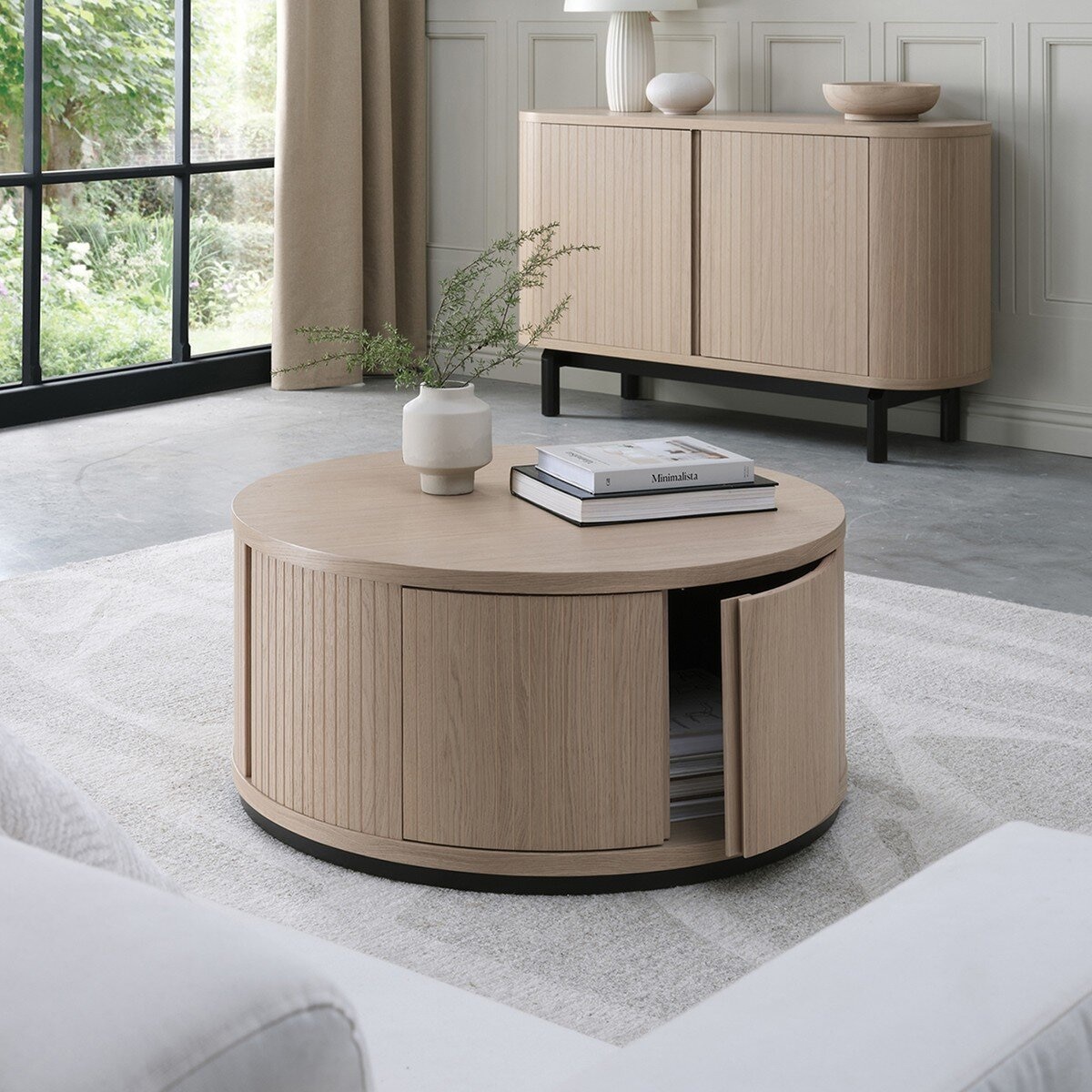 Bentley Designs Vega Scandi 橡木 & 胡椒色 咖啡圓桌