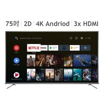 TCL 75吋 4K Android 9.0 智慧連網顯示器不含視訊盒 75P8M TCL 75吋 4K Android 9.0 智慧連網顯示器不含視訊盒 75P8M