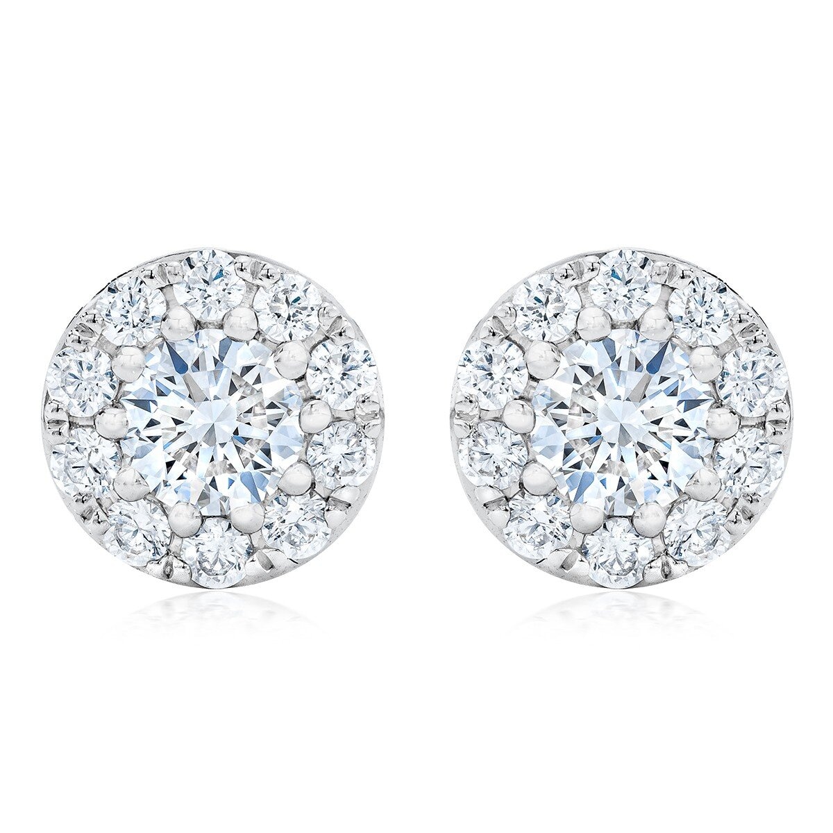 1克拉 14K白K金 圓形鑽石項鍊耳環組 VS2/I 1克拉 14K白K金 圓形鑽石項鍊耳環組 VS2/I