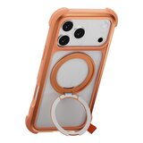 MAGEASY Odyssey Stand M 超軍規防摔磁吸支架手機殼 iPhone 17 Pro Max(珊瑚) + 鏡頭保護貼Lenz(白色) + Vetro 9H 鋼化玻璃保護膜