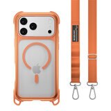 MAGEASY Odyssey Strap M 超軍規防摔掛繩手機殼 iPhone 17 Pro Max(珊瑚/魅力橘) + 鏡頭保護貼Lenz(炫彩) + Vetro 9H 鋼化玻璃保護膜