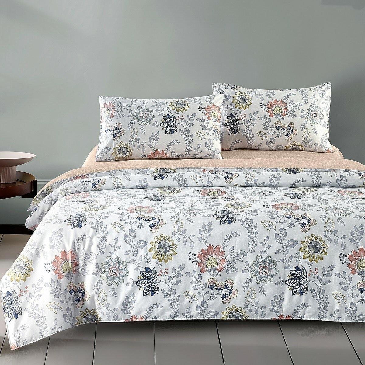 HOYACASA 300織純棉雙人床包兩用被套 4件組 152公分 X 190公分 花麓