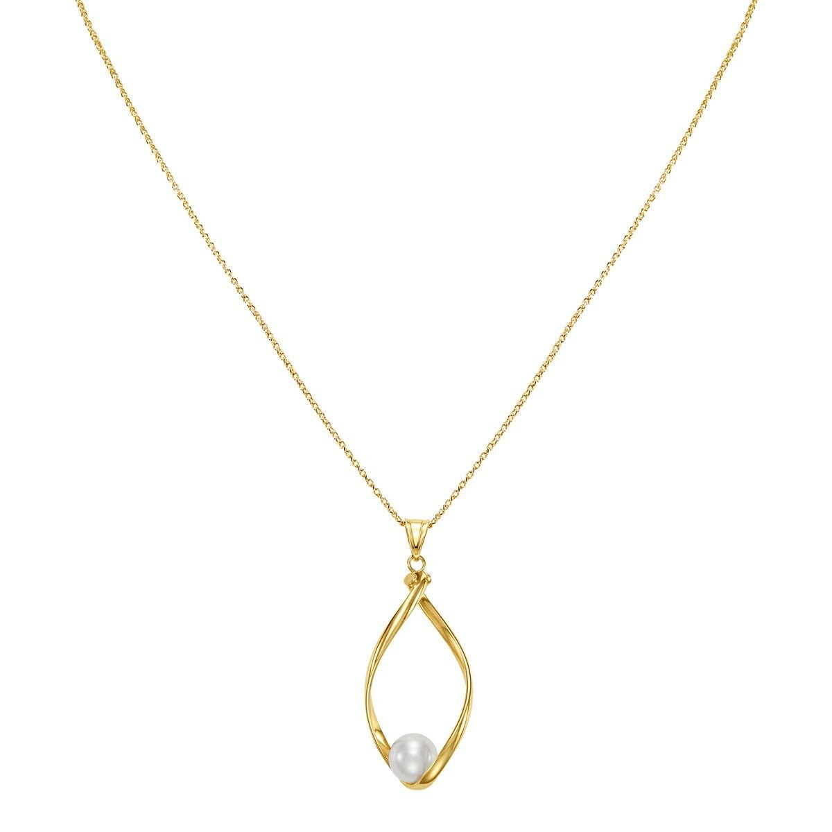 淡水珍珠項鍊 14K黃K金 7公釐-7.5公釐