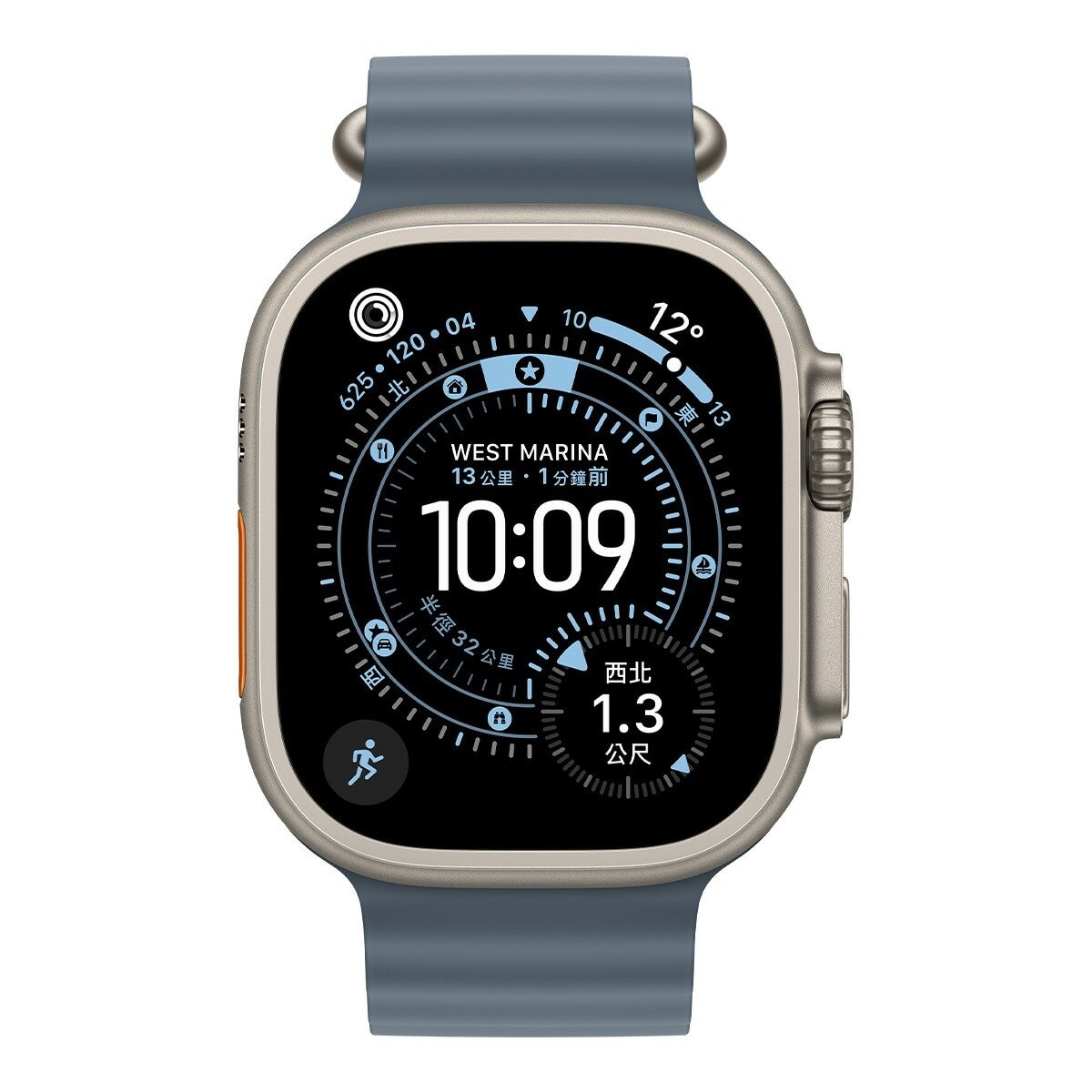Apple Watch Ultra 3 GPS + 行動網路 49公釐 原色鈦金屬錶殼 附錨藍色海洋錶帶 Apple Watch Ultra 3 GPS + 行動網路 49公釐 原色鈦金屬錶殼 附錨藍色海洋錶帶