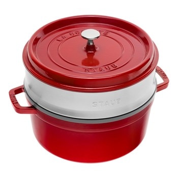 Staub Round 鑄鐵圓鍋含蓋及不鏽鋼蒸籠 26 公分 / 5.2 公升 Staub Round 鑄鐵圓鍋含蓋及不鏽鋼蒸籠 26 公分 / 5.2 公升